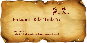 Hatvani Kálmán névjegykártya