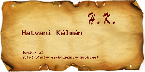 Hatvani Kálmán névjegykártya